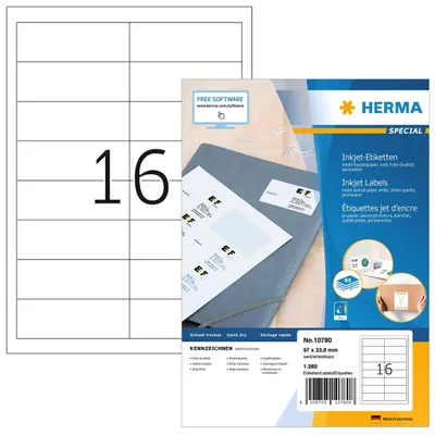 Produktbild von HERMA 10780, Gestanztes Etikett, 9,7 cm, 3,39 cm, 16 Stück(e)