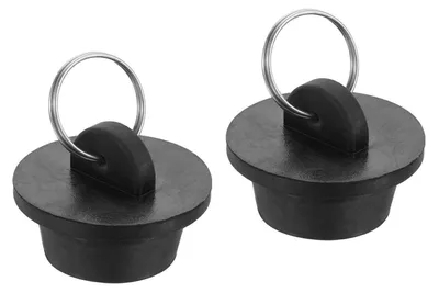 Zdjęcie produktu dla Zatyczki odpływowe, 2 sztuki, gumowe, czarne, do wanien, umywalek i zlewozmywaków, średnica 26,7-28,7 mm