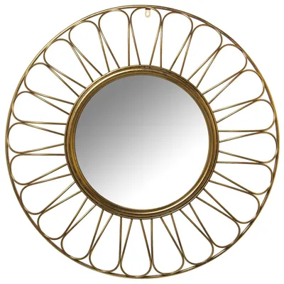 Runder Wandspiegel, Metall, gold, 85x6 cm, Ø 41 cm