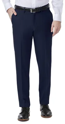 Immagine prodotto di Pantaloni da uomo Haggar, modello Premium Comfort, vestibilità slim, fronte piatto, colore blu, taglia 32W x 2