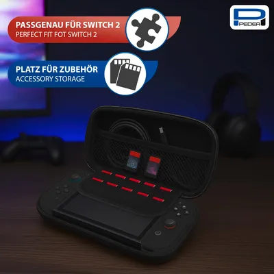 Produktbild von PEDEA 70060100, Cover, Nintendo, Schwarz, Nintendo Switch 2, Staubgeschützt, Kratzresistent, Reißverschluss