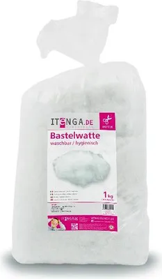 Produktbild von itenga Bastelwatte Füllwatte weiß, 1 kg