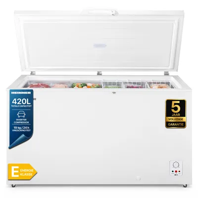 Productafbeelding van Heinner HCF-HS420E++ Vrieskist 420 L, Inverter, Instelbare Thermostaat, Vergrendelbaar, Wit