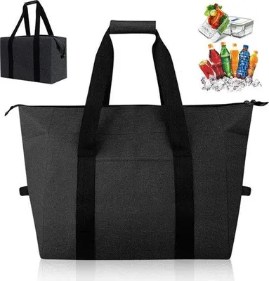 Image de Sac isotherme pliable 20 L - 30 x 27 x 19 cm - Tissu Oxford 300D - Sangle de transport - Sac de pique-nique isotherme - Noir