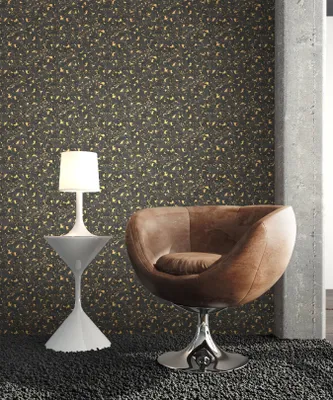 Produktbild von NEWROOM Tapete Schwarz Papiertapete Leicht Glänzend - Glanztapete Industrial Gold  Kork Metallic Betontapete Loft Beton
