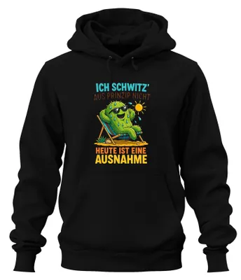 Obrázok produktu pre Ich schwitz – mikina s kapucňou, čierna, veľkosť 3XL, slogan: "Z princípu dnes nebudem potiť." (Sarkastický výrok)