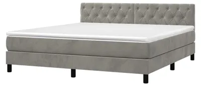 Produktbild von Boxspringbett mit Matratze Doppelbett Polsterbett Hotelbett Bettrahmen Bettgestell Lattenrost Schlafzimmerbett Hellgrau 160x200cm Samt