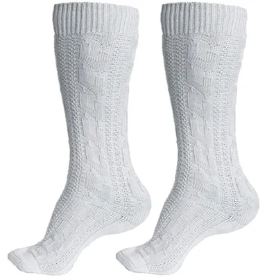 Produktbild von Traditionelle Socken 12er Pack Traditionelle Strümpfe Zopfmuster 40 cm in drei Farben Weiß, Natur, Meliert , Farbe:Weiß, Größe:38-40