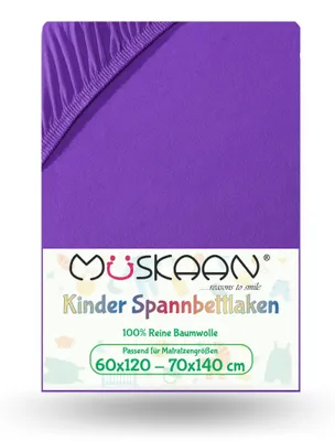 Produktbild von Jersey Kinder Spannbettlaken 60x120 cm - 70x140 cm Violett 100% Baumwolle