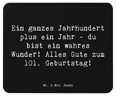 Produktbild von Mr. & Mrs. Panda Mouse Pad Spruch 101 Geburtstag - Schwarz - Geschenk, Langlebigkeit, Mauspad, Happy Birthday, Meilenstein, Jahrhundert, Mousepad, Alter, mausteppich, pc