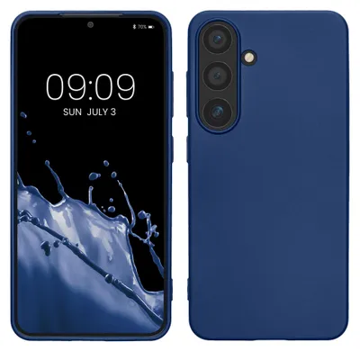 Produktbild von kwmobile Handyhülle für Samsung Galaxy S24 Hülle - Silikon Case metallisch schimmernd - Schutzhülle Cover - Metallic Blau