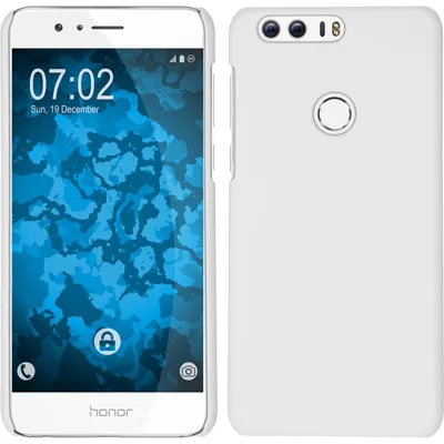 Produktbild von PhoneNatic Case kompatibel mit Huawei Honor 8 - Hülle weiß gummiert Hard-case + 2 Schutzfolien