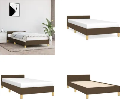 Produktbild von vidaXL Bettgestell mit Kopfteil Dunkelbraun 80x200 cm Stoff - Bettgestell Mit Kopfteil - Bettgestelle Mit Kopfteil - Bettgestell - Bett Mit Kopfteil