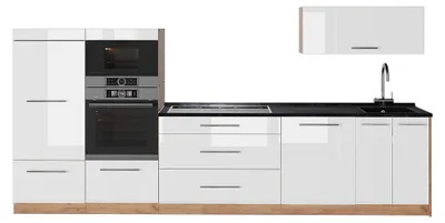 Obrázek produktu pro Kuchyňský kout Vicco Fame-Line Bílá vysoký lesk/Zlatý mocný dub 340 cm, PD Antracit, Model 64518