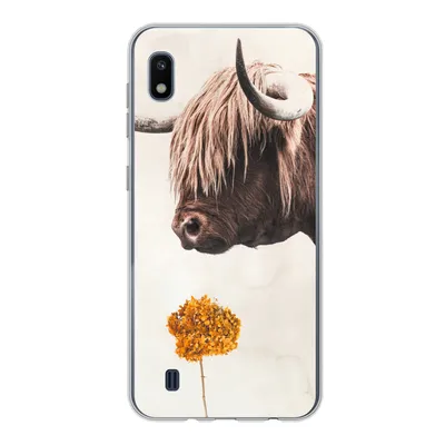 Produktbild von MuchoWow® Handyhülle Schutzhülle Hülle für Samsung Galaxy A10 Schottischer Highlander - Vintage - Blume Silikon Softcase Handy Hülle - Schutzhülle
