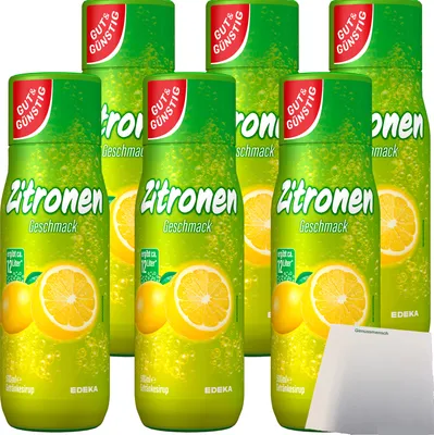 Produktbild von Gut & Günstig Zitrone Getränkesirup 6er Pack (6x500ml Flasche) + usy Block