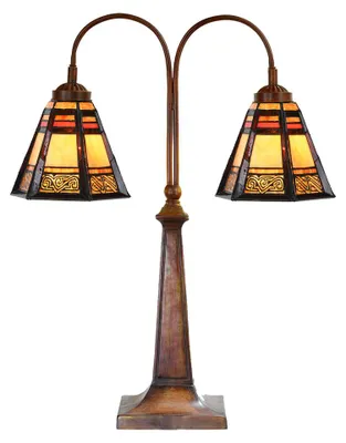 Produktbild von Clayre & Eef Tiffany Tischlampe 48x19x64 cm Braun Glas