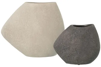 Zdjęcie produktu dla Zestaw 2 biało-szarych ceramicznych wazonów Alexandra House Living