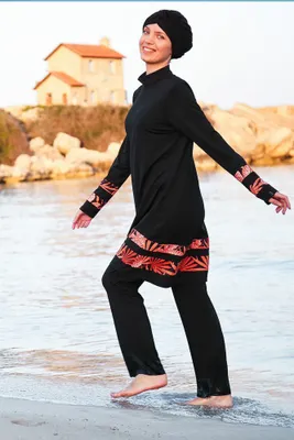 Produktbild von Hasema Burkini Badeanzug Schwarz S Bademode Tesettür Mayo, Swimwear M-973