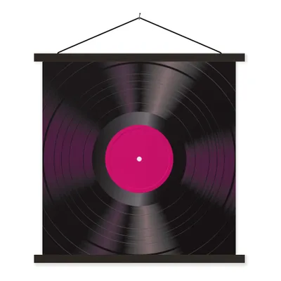 Produktbild von MuchoWow® Textilposter LP's Vinyl - Rosa - Retro 90x90 cm mit schwarzem Rahmen - Magnetisches