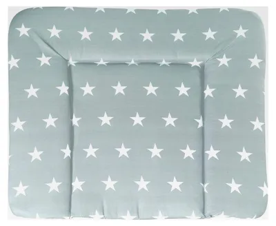 Produktbild von Wickelauflage Little Stars - 85 x 75 cm - e Wickelunterlage mit Sternenmotiv - Weiche Wickeltischauflage in Grau / Weiß
