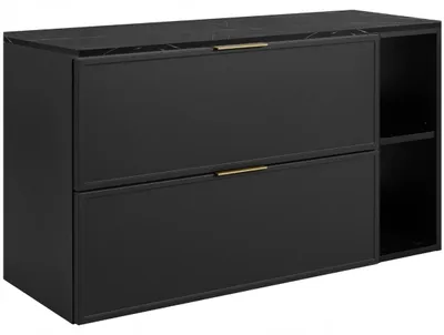 Obrázok produktu pre RODAN | Skrinka pod umývadlo Čierna 80 cm - Kúpeľňová skrinka - Doska čierny mramor - Čierna polica