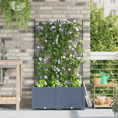 Zdjęcie produktu dla Maison Exclusive - Donice ogrodowe, 2 sztuki, jasnoszary, 80 x 40 x 143 cm, wykonane z polipropylenu (PP)