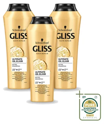 Productafbeelding van 3 x Gliss Kur Ultimate Oil Elixir Shampoo - 250 ml - Voordeelverpakking - 3 stuks