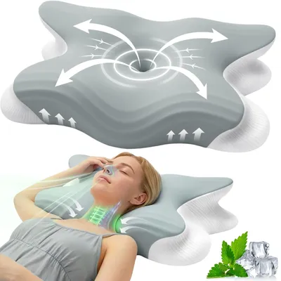 Produktbild von 2-in-1 Ergonomisches Nackenstützkissen aus viskoelastischem Schaum mit abnehmbarem Bezug