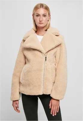 Image de Urban Classics Ladies Sherpa Biker Jacket unionbeige - M Veste avec fourrure