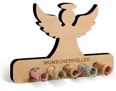 Produktbild von Holz Engel Wunscherfüller Geldgeschenk Geburtstag Hochzeit Urlaub Deko