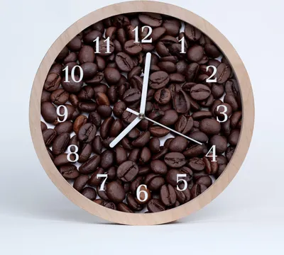 Produktbild von Holzuhr 30fi cm wanduhr - Kaffeebohnen