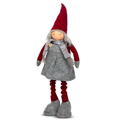 Immagine prodotto di GLOBIZ gnomo di Natale bambina - gambe telescopiche - 40 - 60 cm