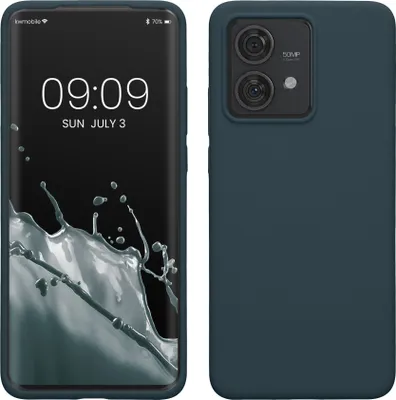 Produktbild von kwmobile Hülle kompatibel mit Motorola Edge 40 Neo Hülle - Silikon Handy Case - Handyhülle weiche Oberfläche - kabelloses Laden - Dunkler Schiefer