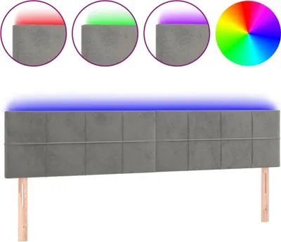 Produktbild von vidaXL LED Kopfteil Hellgrau 180x5x78/88 cm Samt