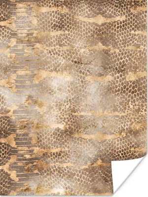 Produktbild von MuchoWow® Poster Tiermuster - Schlange - Gold - Braun 90x120 cm - Wohnzimmer