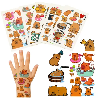 Immagine prodotto di Set di tatuaggi temporanei per bambini Capibara 95 tatuaggi, Immagine generata dall'IA