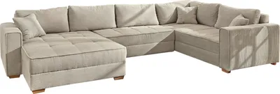 Produktbild von Wohnlandschaft - Beige - Cord - mit Ausziehfunktion und Bettkasten