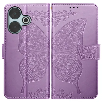 Produktbild von Avizar, Xiaomi Redmi 13 Hülle Blume Schmetterling mit Handschlaufe, Violett