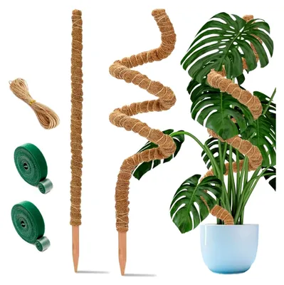 Produktbild von 2 Stück Moosstäbe zur Pflanzenstütze, 122 cm & 63 cm Biegsame Rankhilfe für Innenräume, Kokosstäbe für Kletterpflanzen