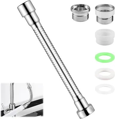 Image de Prolongateur de robinet de cuisine, 30 cm, en acier inoxydable, flexible
