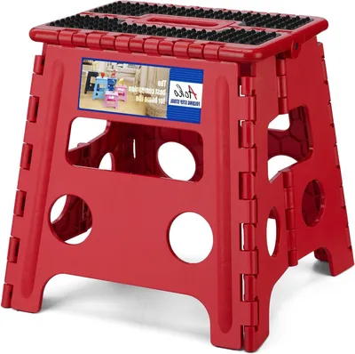 Productafbeelding van Opklapbaar Krukje - Klapkrukje Keuken - Extra Hoogte - Veiligheidsstop - 33 cm Hoog - Wit