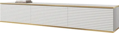 Produktbild von MIRJAN24 TV-Lowboard TV-Lowboard Oro II mit 3 Klappen, Griffloses Öffnungssystem push to open, 175x32x30 cm (Farbe: Weiß / Weiß + Gold)