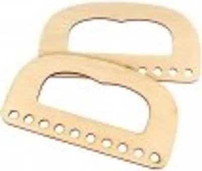 Produktbild von Sperrholzbasis / Set mit 2 Griffen / Kordelzugtasche / Häkeltasche / Holztaschengriffe / Stricktasche / Häkelbasis / Stricken / Häkelzubehör / Handarbeitszubehör /