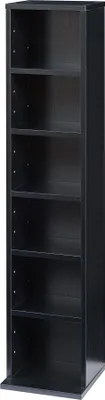 Obrázok produktu pre Polička na CD 'Tynset' 90 x 20 x 20 cm Stojaca polica so 6 priehradkami Čierna