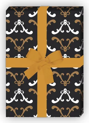 Produktbild von Ornamentales Geschenkpapier für Weihnachten, Taufe, Hochzeit, grau schwarz - G9902, 32 x 48cm