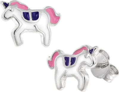 trendor 41649 Kinder-Ohrringe Silber 925 Einhorn Ohrstecker 1