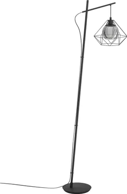 Produktbild von EGLO Stehlampe Vernham, 1 flammige Stehleuchte Vintage, Industrial, Retro, Standleuchte, Rauchglas, Wohnzimmerlampe, Lampe mit Tritt-Schalter, E27