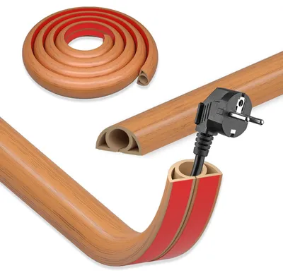 Productafbeelding van Solidchoice - Zelfklevende Kabelgoot - Flexibele Kabelbrug voor Thuis en Kantoor - Bruin Houtlook