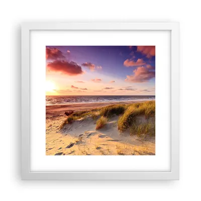 Produktbild von Gerahmtes Poster - Weißer Rahmen - Meer Strand Düne - 30x30 cm - Wand Bild - Wanddeko - Wandbilder - Kunstposter - Wandposter - Bilderrahmen - Bilder - Kunstdruck - Wandbild - P2WAC30x30-3540